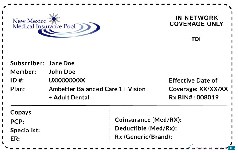 Download New Mexico health insurance card Photoshop template